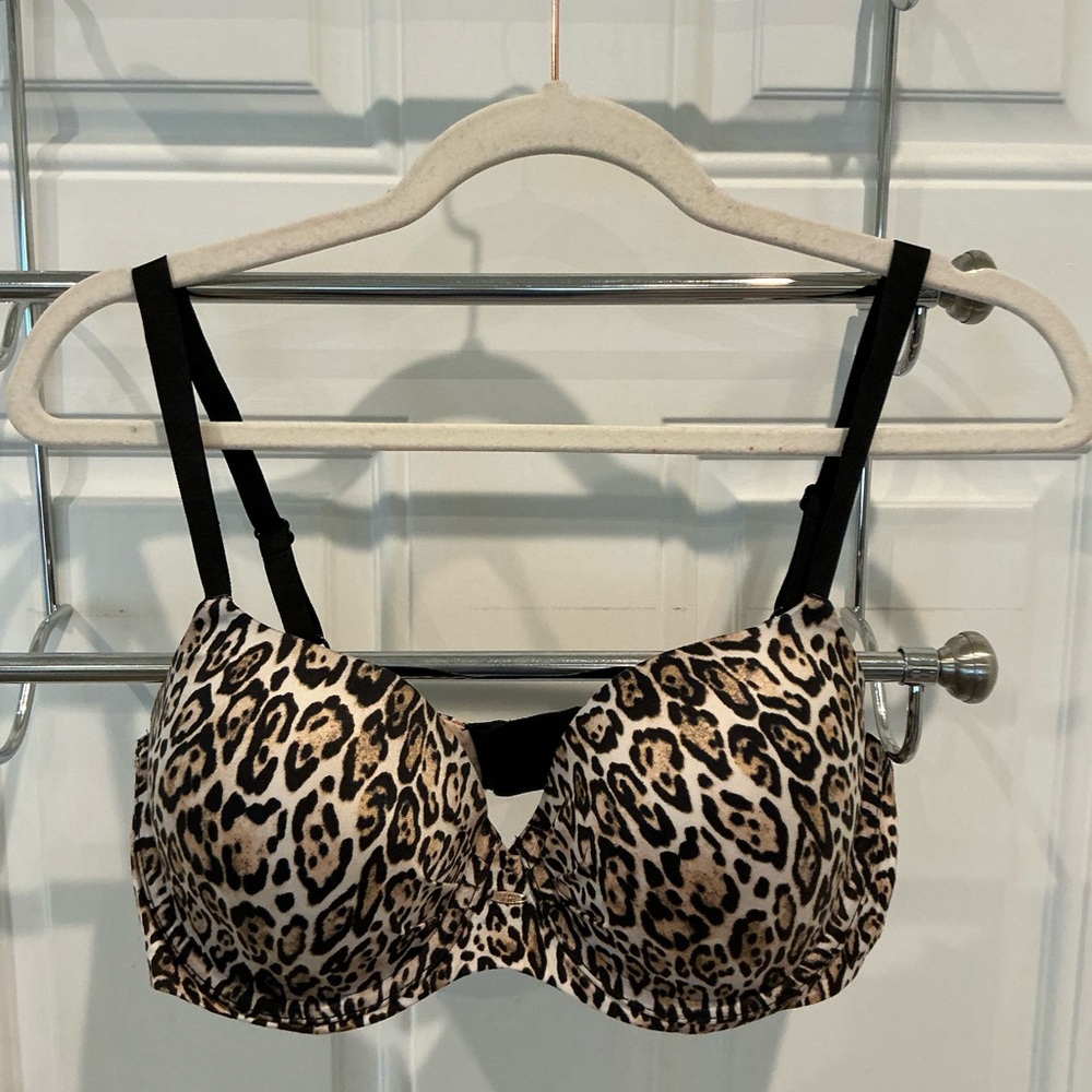 Victoria's Secret Leopard Print Bra with Black Straps